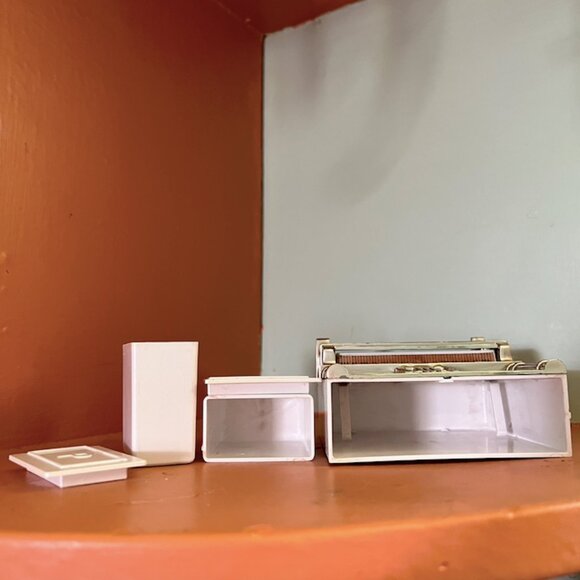 MCM 1950's Piano Salt & Pepper Shaker Silver 3 Piece - Picture 7 of 8